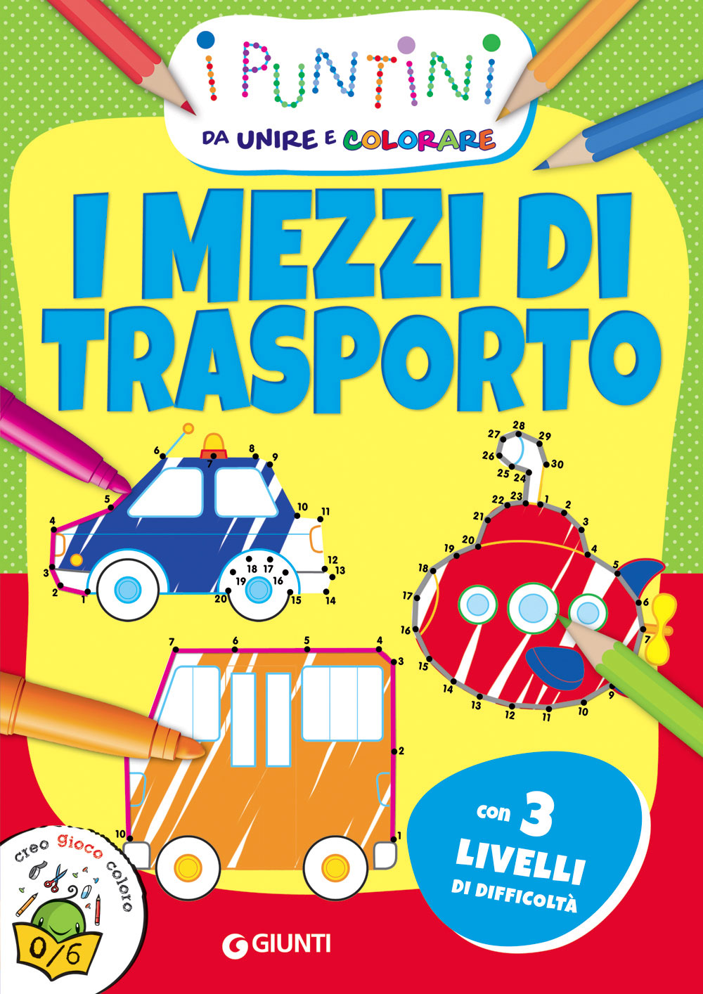 I Puntini - I mezzi di trasporto::I puntini da unire e colorare - Con 3 livelli di difficoltà