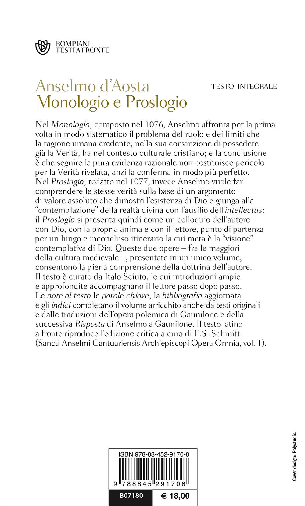 Monologio e Proslogio::Testo latino a fronte