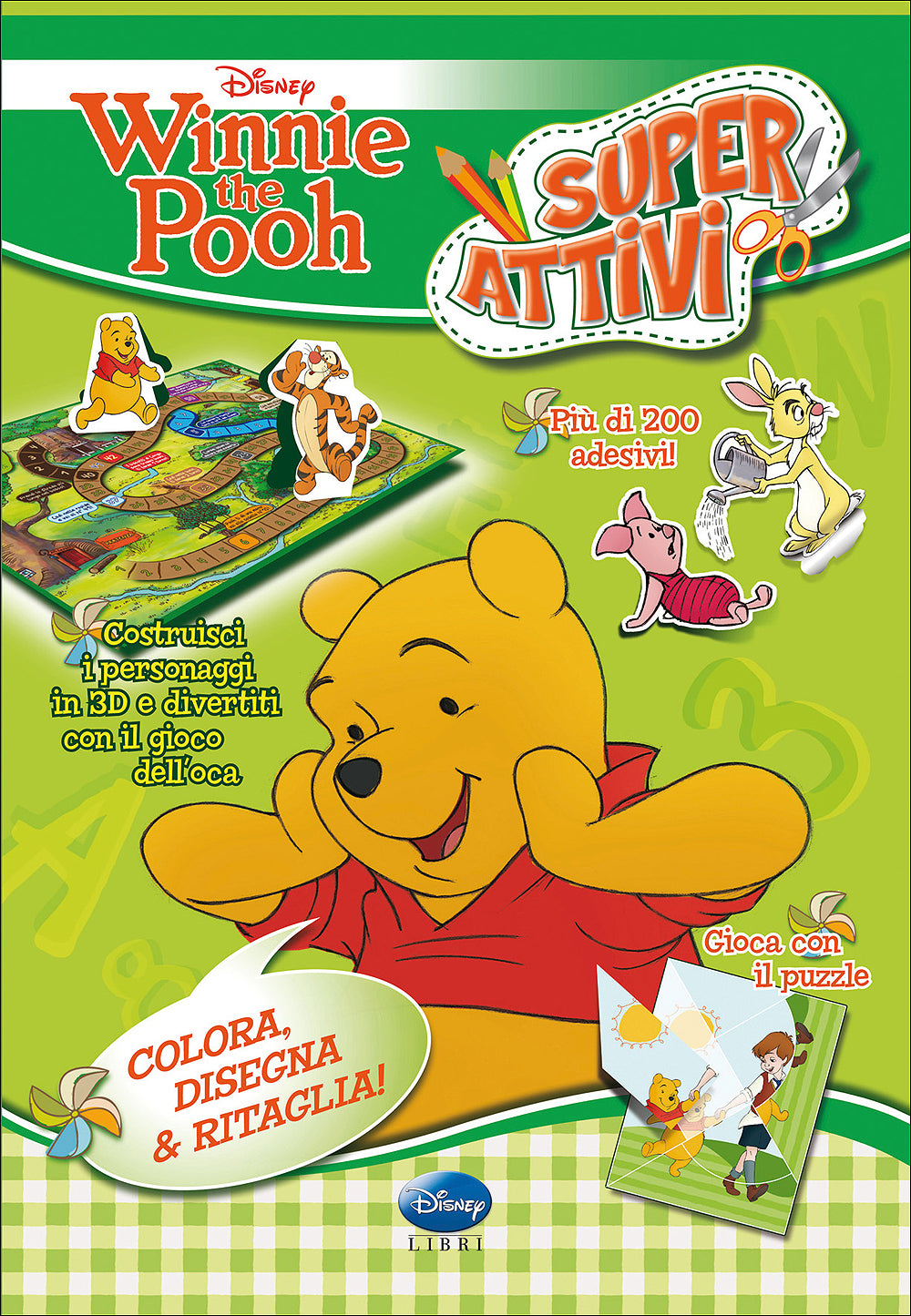 Superattivi - Winnie the Pooh::Costruisci i personaggi in 3D e divertiti con il gioco dell'oca - Gioca con il puzzle - Più di 200 adesivi!