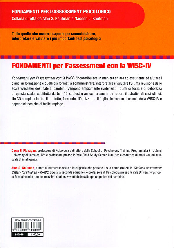 Fondamenti per l'assessment con la WISC-IV + CD::Con CD contenente programma di scoring della WISC-IV e appendici tecniche
