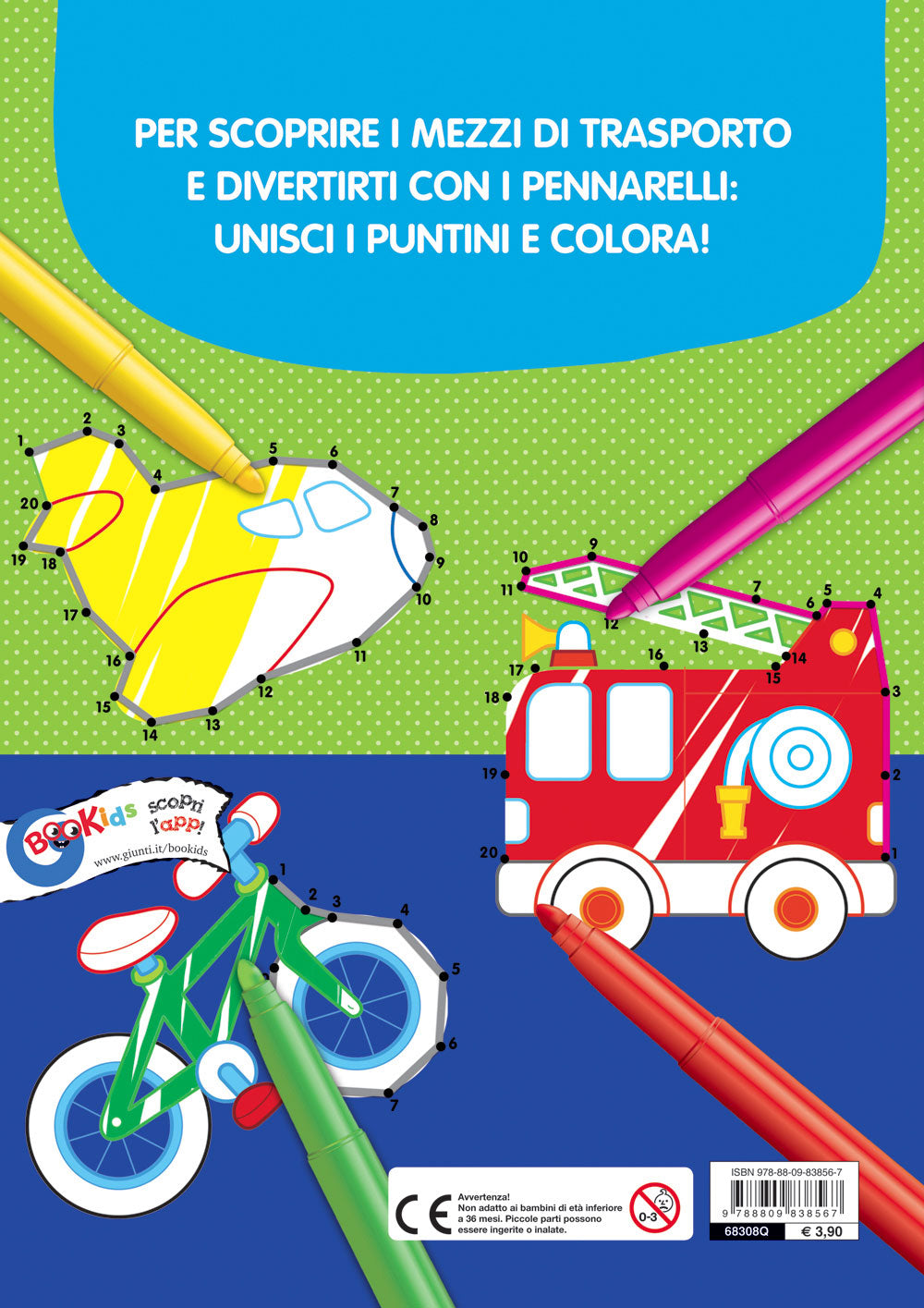 I Puntini - I mezzi di trasporto::I puntini da unire e colorare - Con 3 livelli di difficoltà