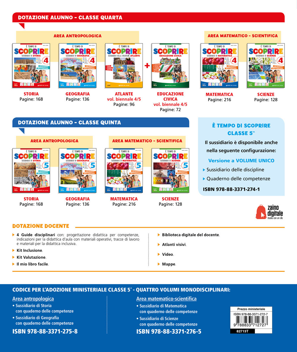 E' tempo di scoprire classe 5 Matematica::Sussidiario delle discipline Matematica + Quaderno delle competenze