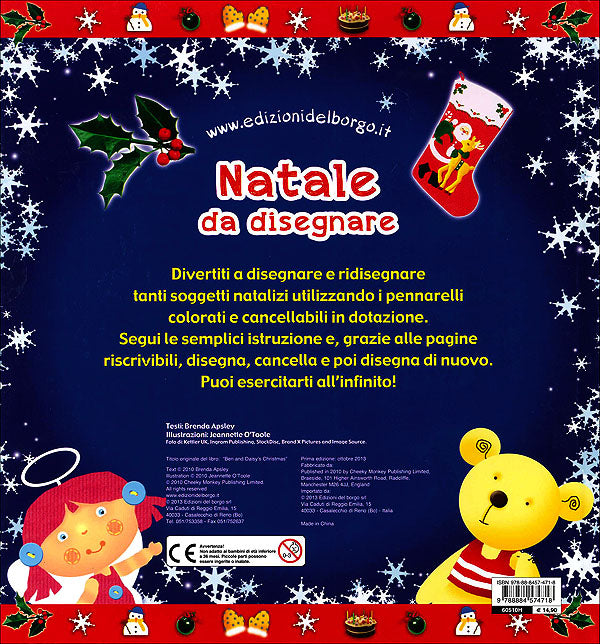 Natale da disegnare::Con 4 pennarelli colorati cancellabili, pagine con superficie riscrivibile
