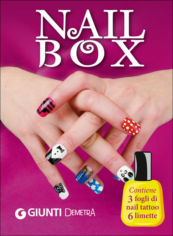 Nail box::Contiene: 3 fogli di nail tattoo, 6 limette