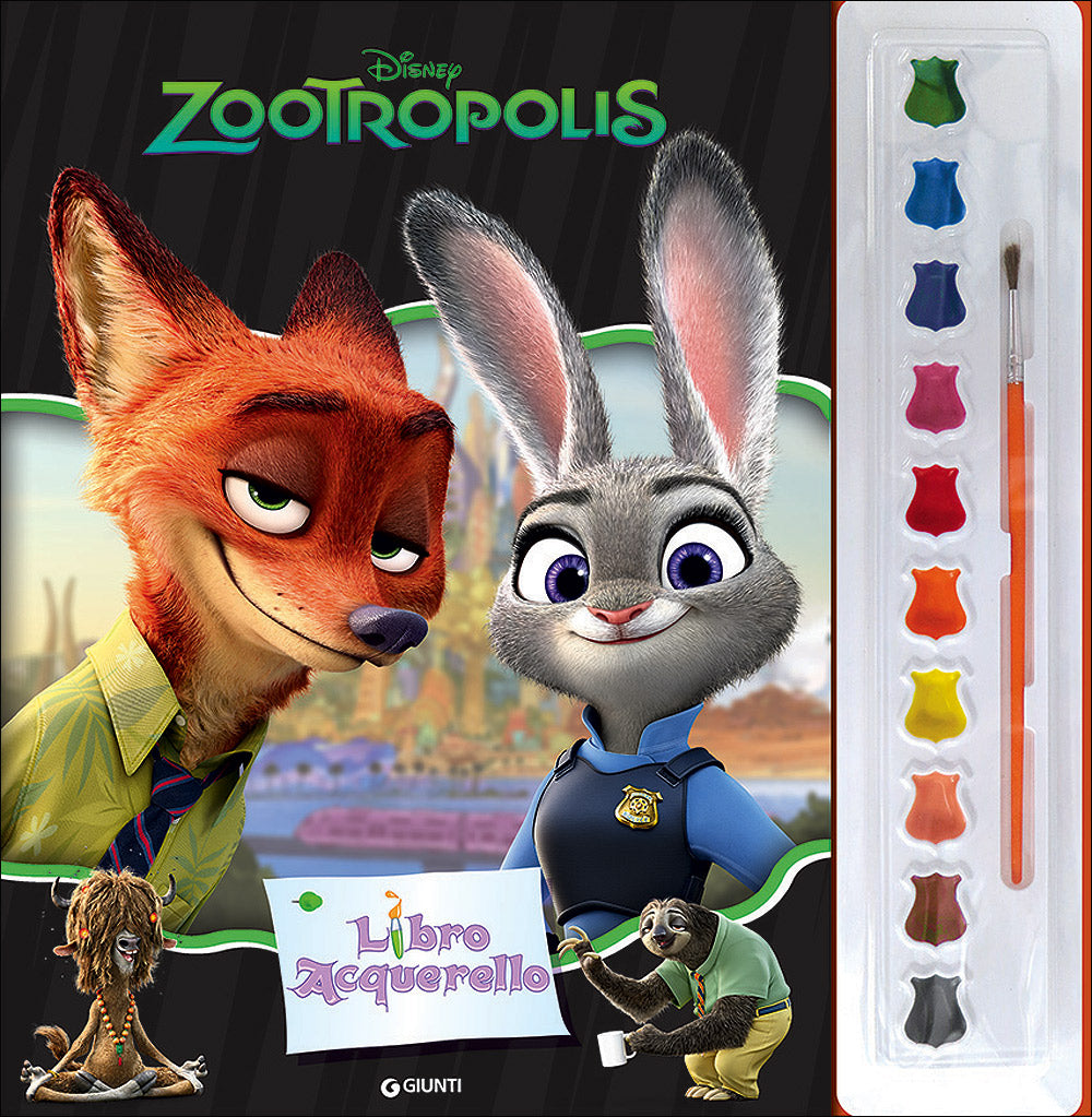 Libro Acquerello - Zootropolis::Contiene 10 acquerelli e un pennello