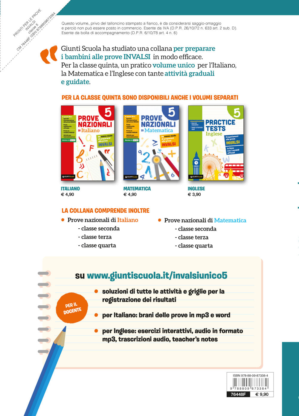 Pronti per le Prove INVALSI 5::Italiano - Matematica - Inglese