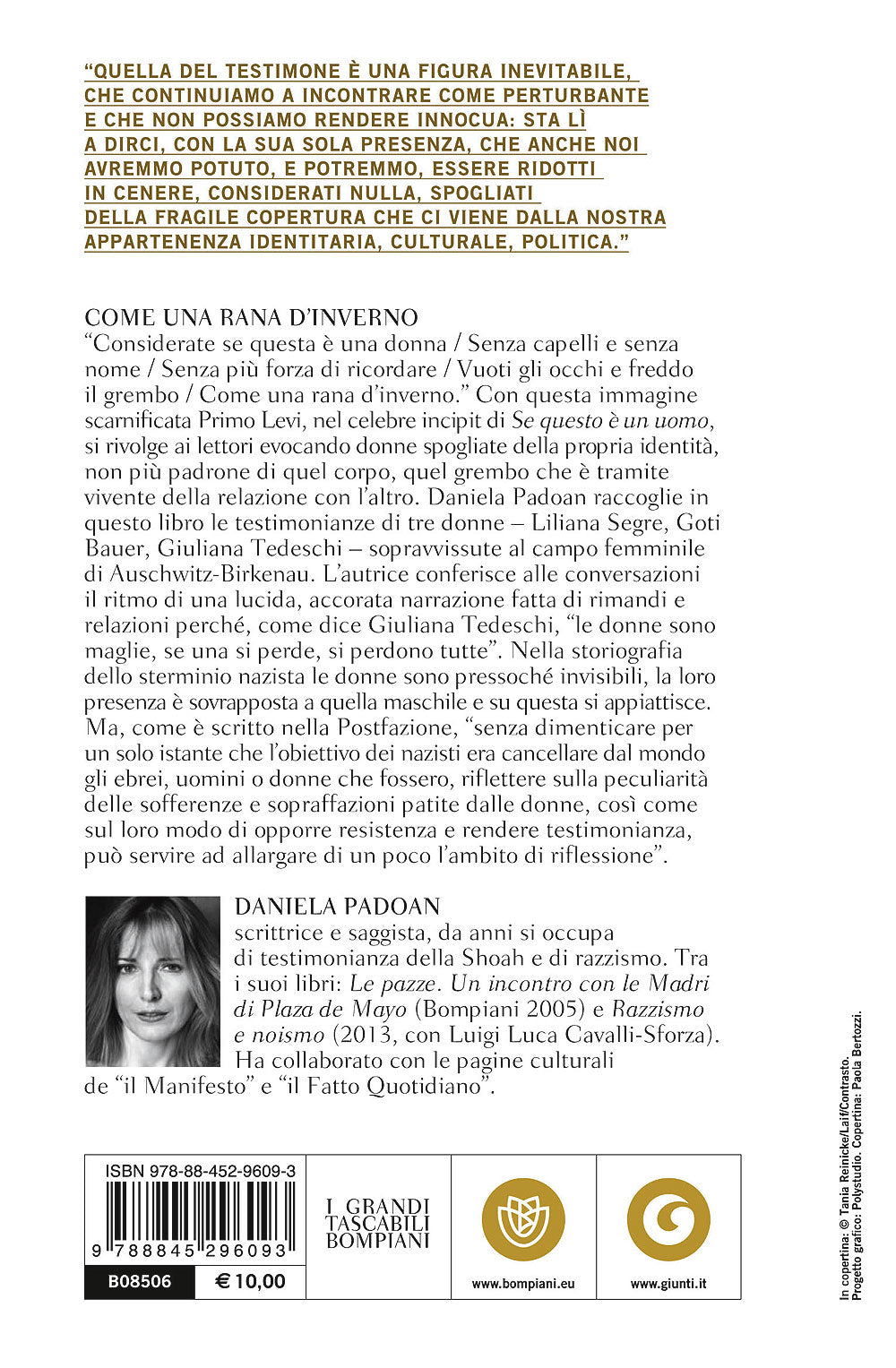 Come una rana d'inverno::Conversazioni con tre sopravvissute ad Auschwitz: Liliana Segre, Goti Bauer, Giuliana Tedeschi