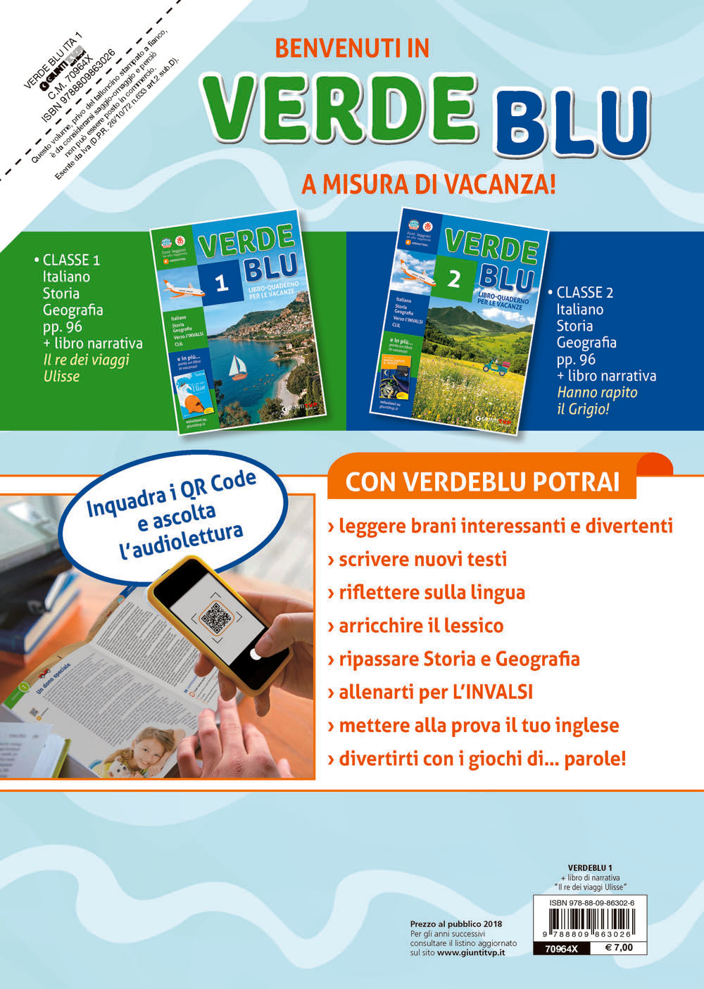 Verdeblu 1 + Il re dei viaggi Ulisse::Libro-quaderno di Italiano, Storia e Geografia per le vacanze