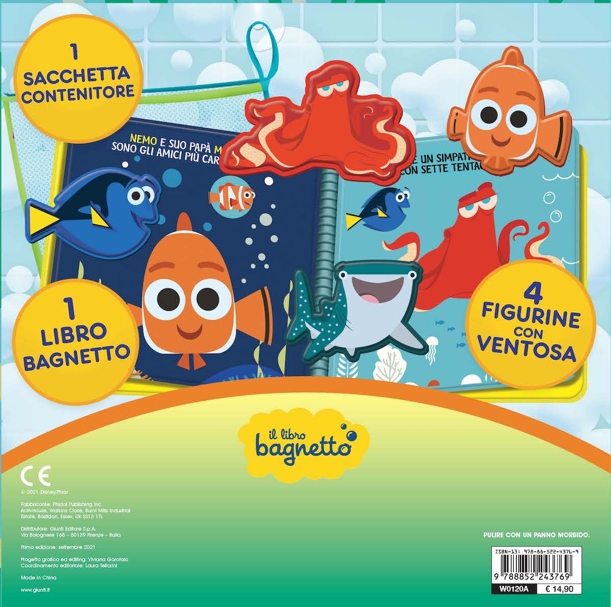 Libro bagnetto Gioca con Dory - Disney/Pixar::1 libro bagnetto, 4 figurine con ventosa, 1 sacchetta contenitore