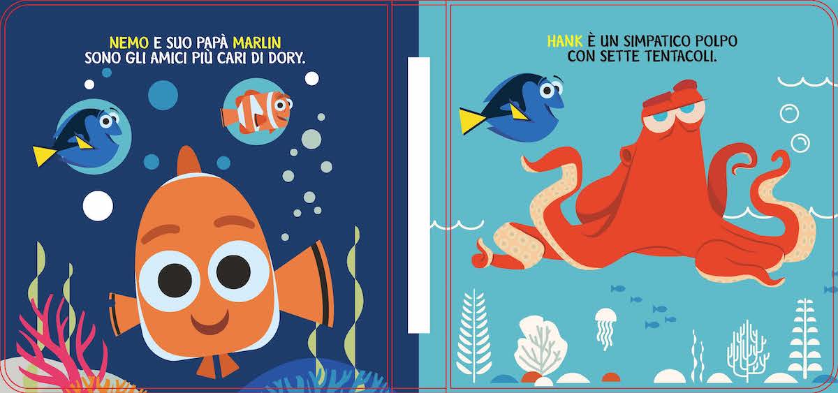 Libro bagnetto Gioca con Dory - Disney/Pixar::1 libro bagnetto, 4 figurine con ventosa, 1 sacchetta contenitore