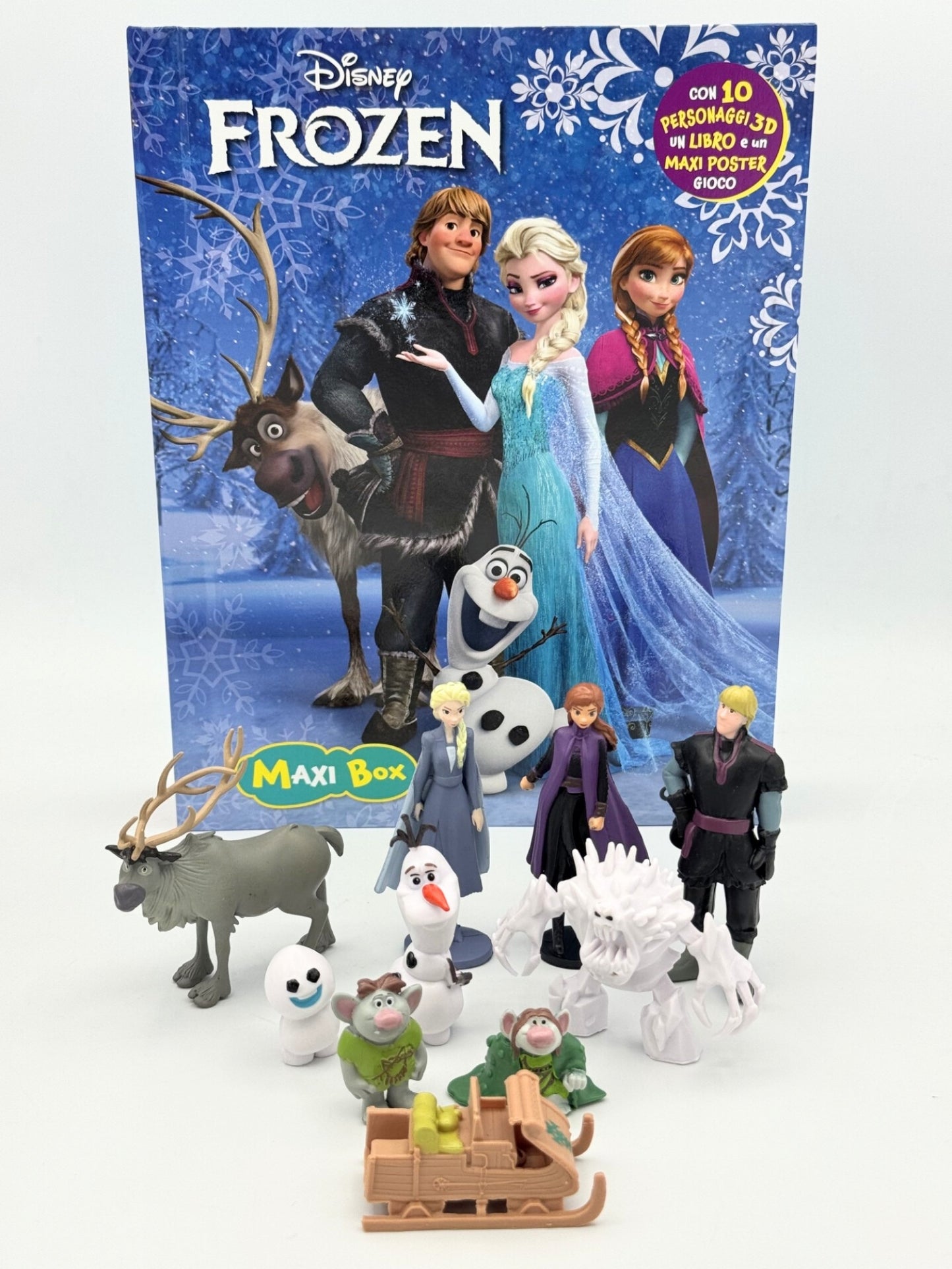 Frozen Maxi Box::Con 10 personaggi 3d, un libro e un maxi poster gioco