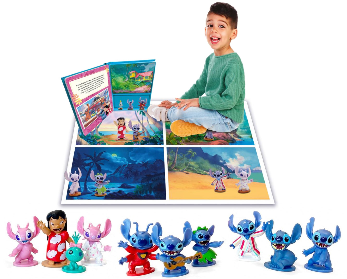 Stitch Maxi Box::Con 10 personaggi 3d, un libro e un maxi poster gioco