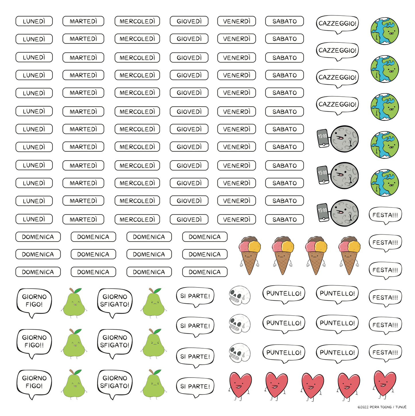 Calendario Pera Toons, da parete, 28x28 cm