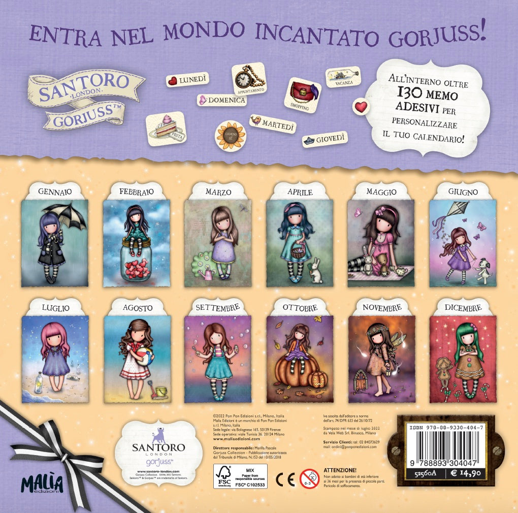 CALENDARIO GORJUSS. UN ANNO DA SOGNO,da parete, 28 x 28 cm