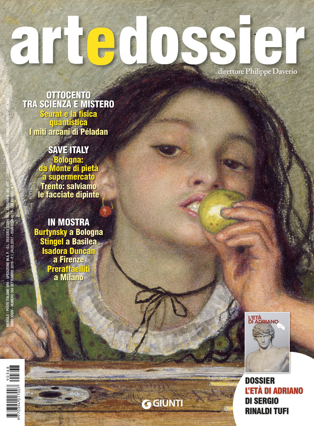 Art e dossier 368, Settembre 2019::allegato a questo numero il dossier L'età di Adriano di Sergio Rinaldi Tufi