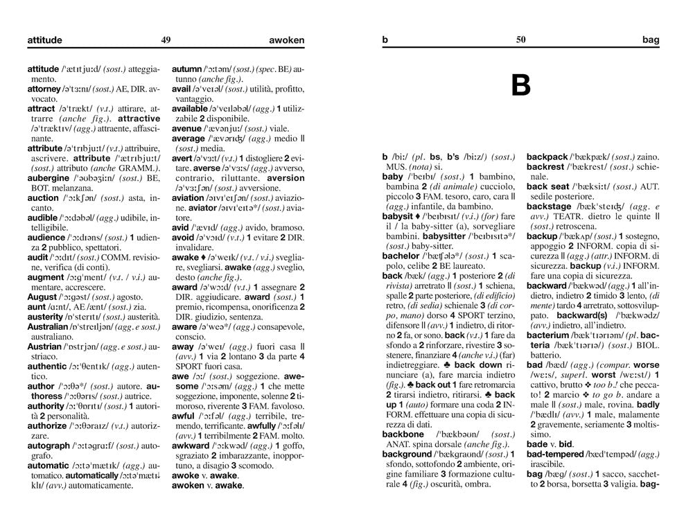 Dizionario inglese-italiano italiano-inglese