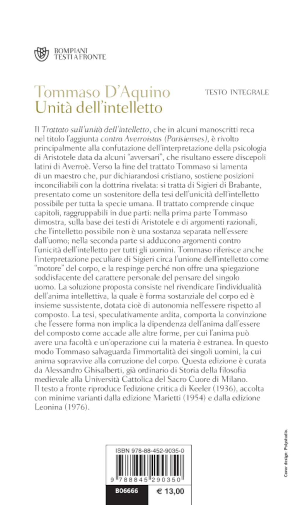 Unità dell'intelletto::Testo latino a fronte