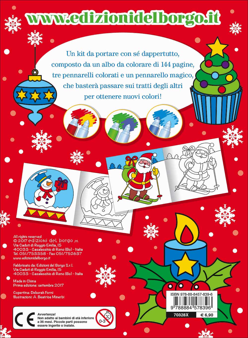 Colorare a Natale con i pennarelli magici::Alberi di Natale, personaggi natalizi, regali, addobbi e... - Con 4 pennarelli magici