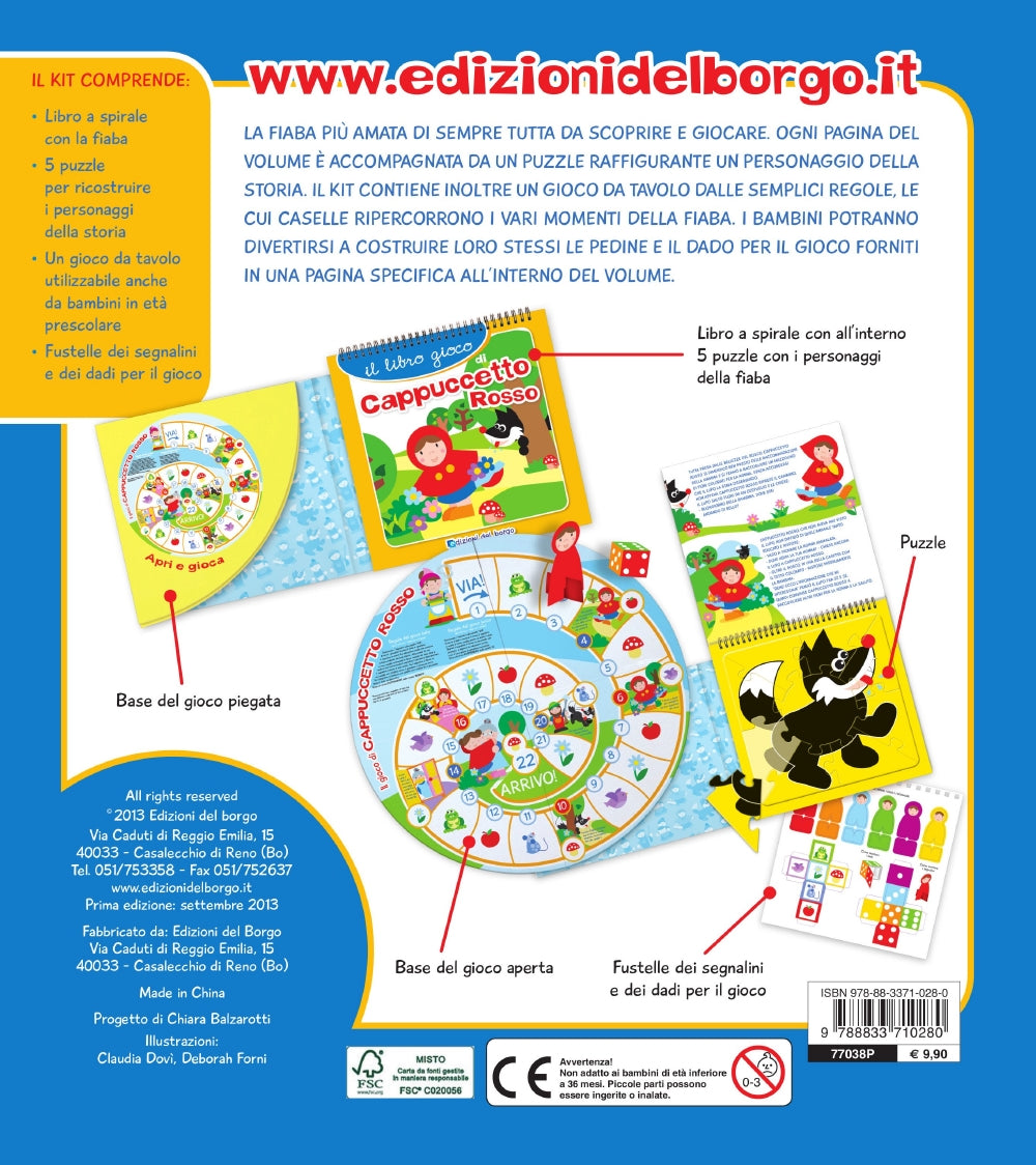 Il libro gioco di Cappuccetto Rosso::La fiaba + 5 puzzle + la base del gioco