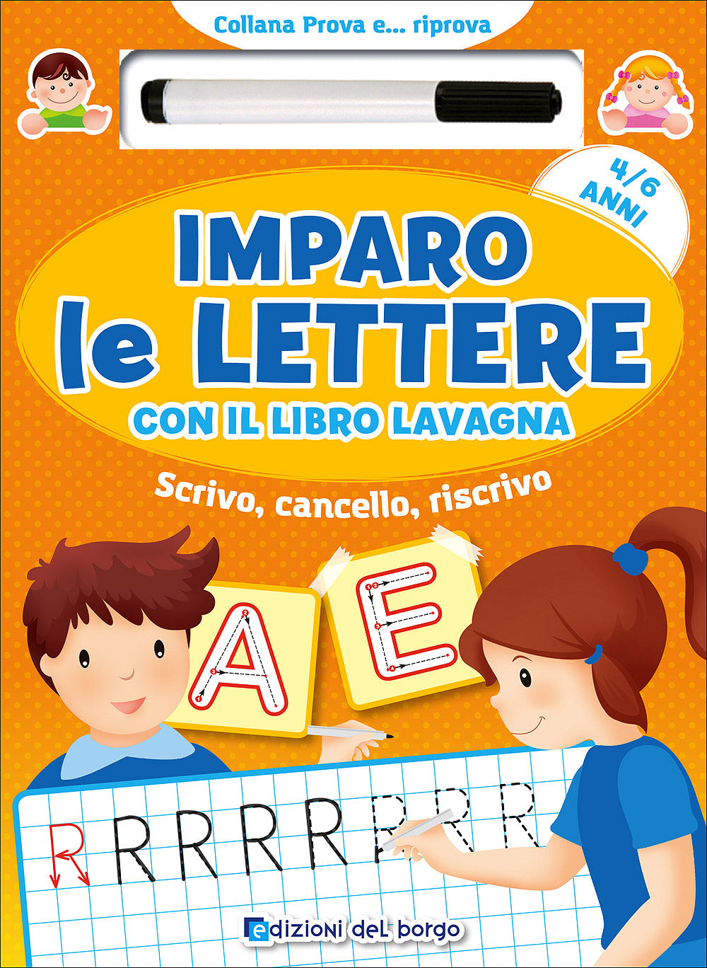 Imparo le lettere con il libro lavagna - 4/6 anni::Scrivo, cancello, riscrivo - Con pennarello con inchiostro a base d'acqua