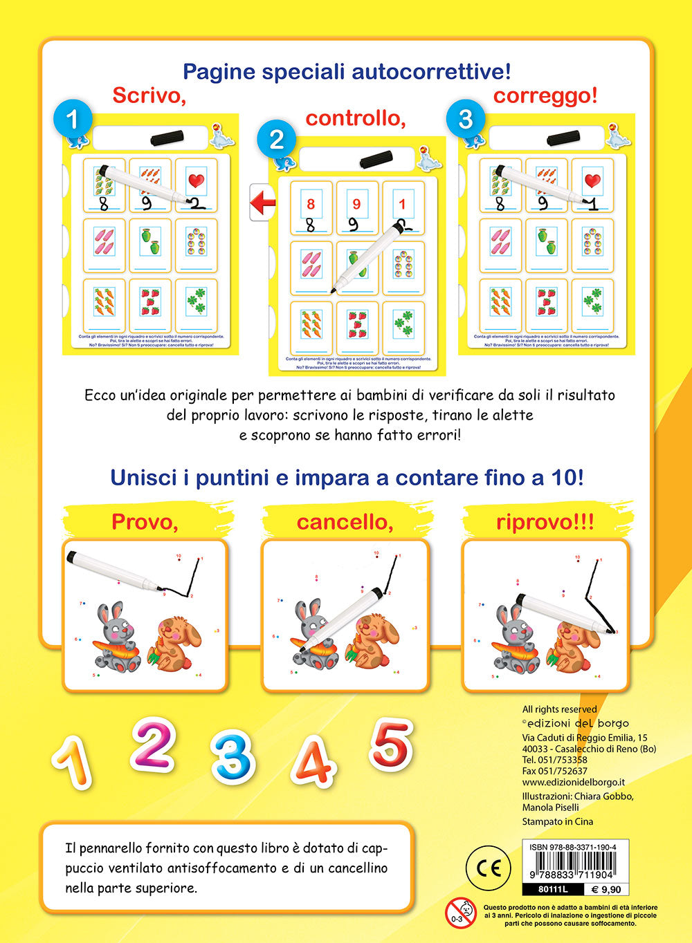 Imparo a contare con il libro lavagna - 4/6 anni::Scrivo, cancello, riscrivo! - Con pennarello con inchiostro a base d'acqua