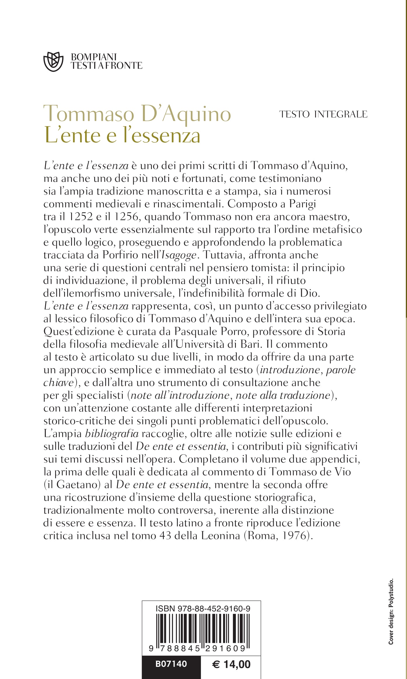 L'ente e l'essenza::Testo latino a fronte