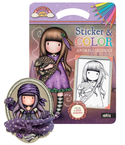 Gorjuss. Sicker & Color. Animali selvaggi + Bandana viola