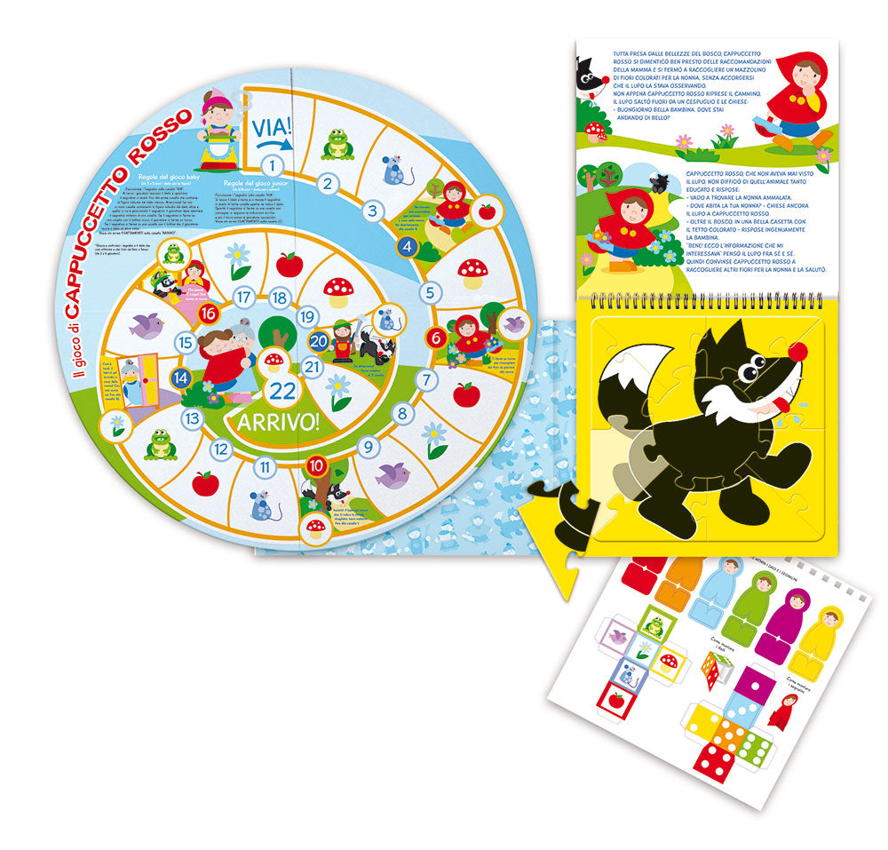 Il libro gioco di Cappuccetto Rosso::La fiaba + 5 puzzle + la base del gioco