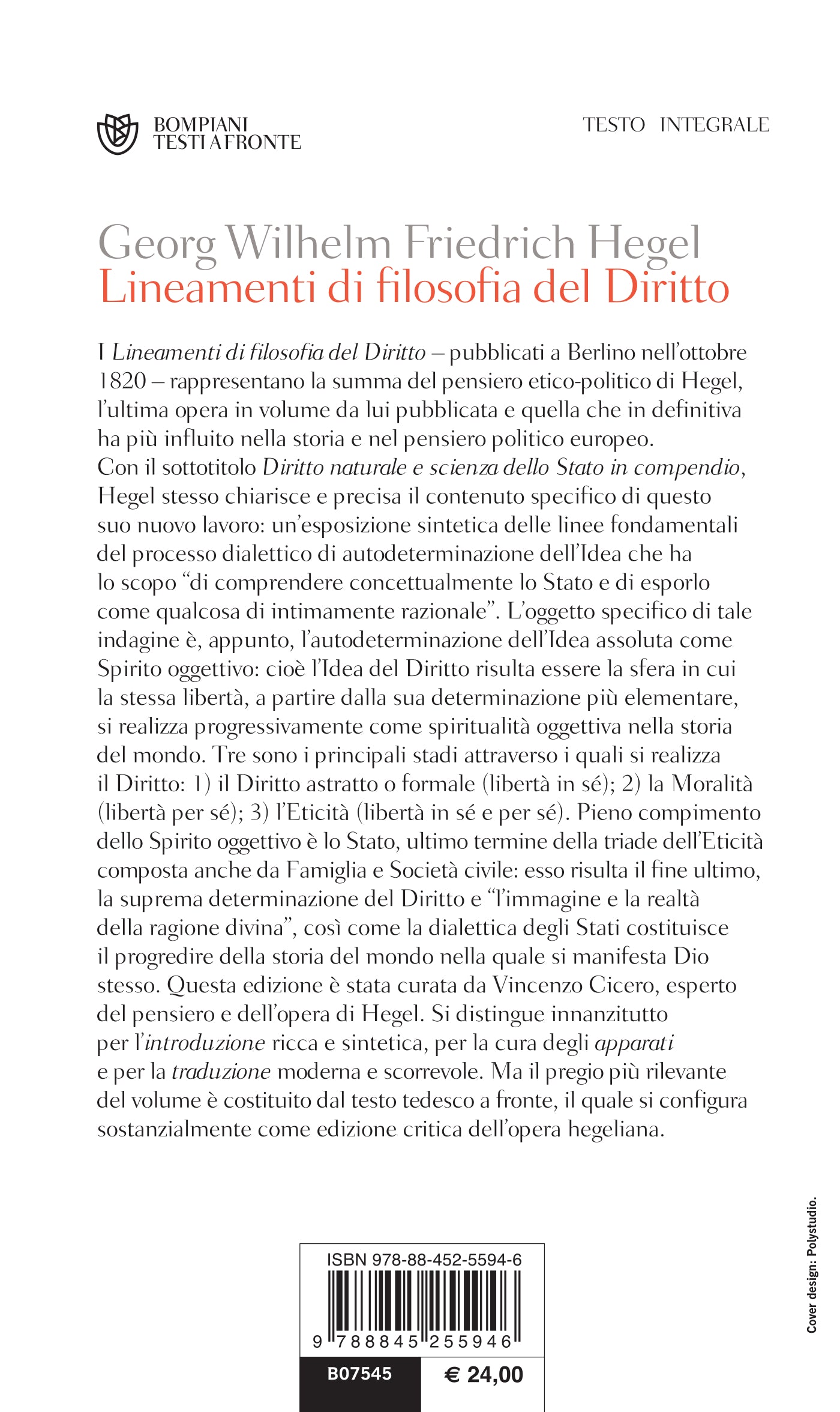 Lineamenti di filosofia del Diritto::Testo tedesco a fronte