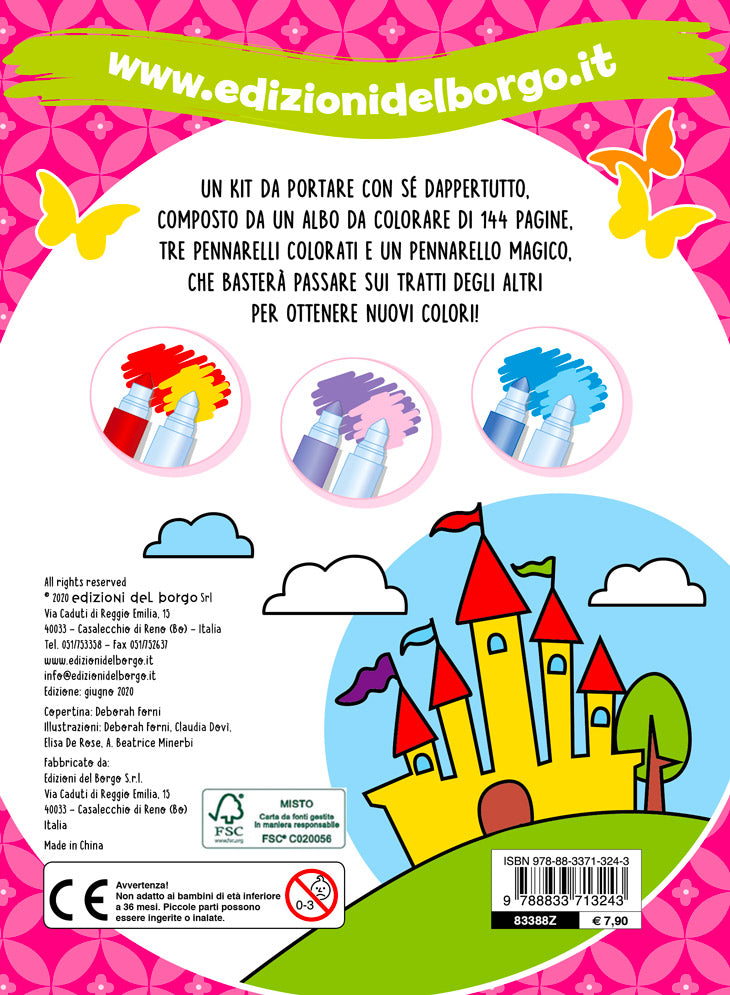 Le bambine colorano con i pennarelli magici::Fate, ballerine, principesse, cuccioli e tanto altro - Con 4 pennarelli magici
