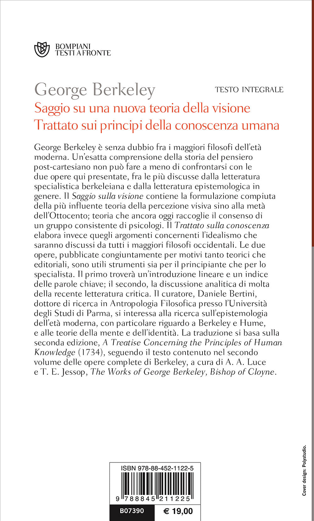 Saggio su una nuova teoria della visione - Trattato sui principi della conoscenza umana::Testo inglese a fronte
