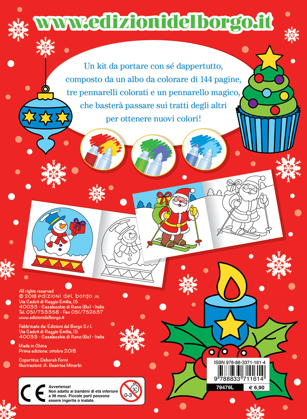 Colorare a Natale con i pennarelli magici::Alberi di Natale, personaggi natalizi, regali, addobbi e... - Con 4 pennarelli magici