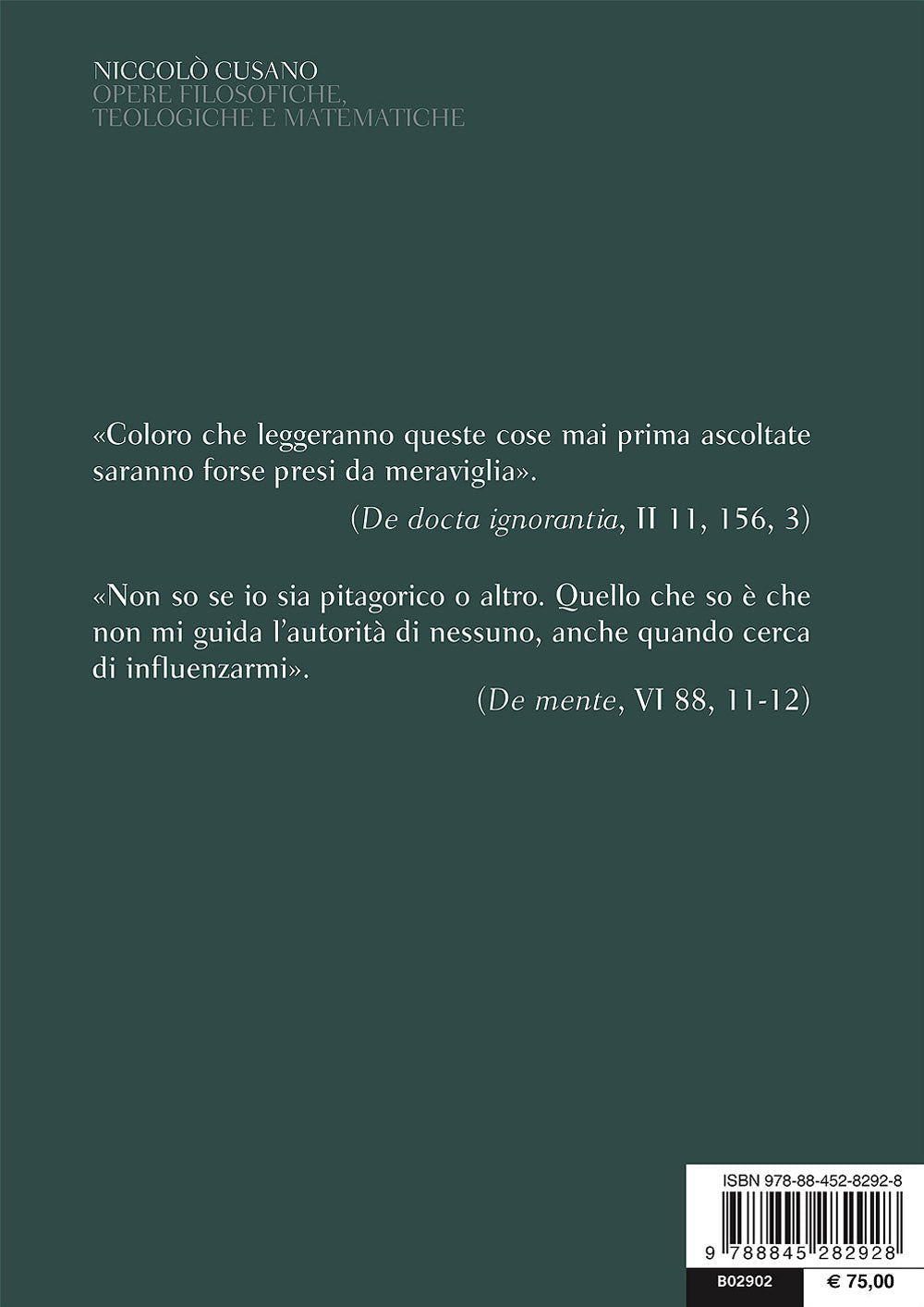 Opere filosofiche, teologiche e matematiche::Testo latino a fronte
