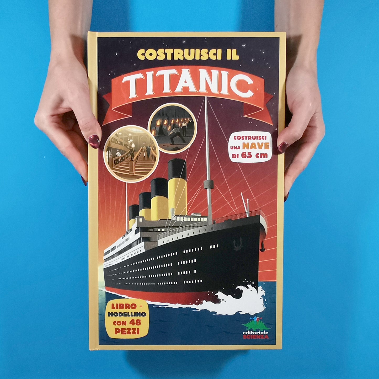 Costruisci il Titanic::Costruisci una nave di 65cm – Libro + modellino con 48 pezzi
