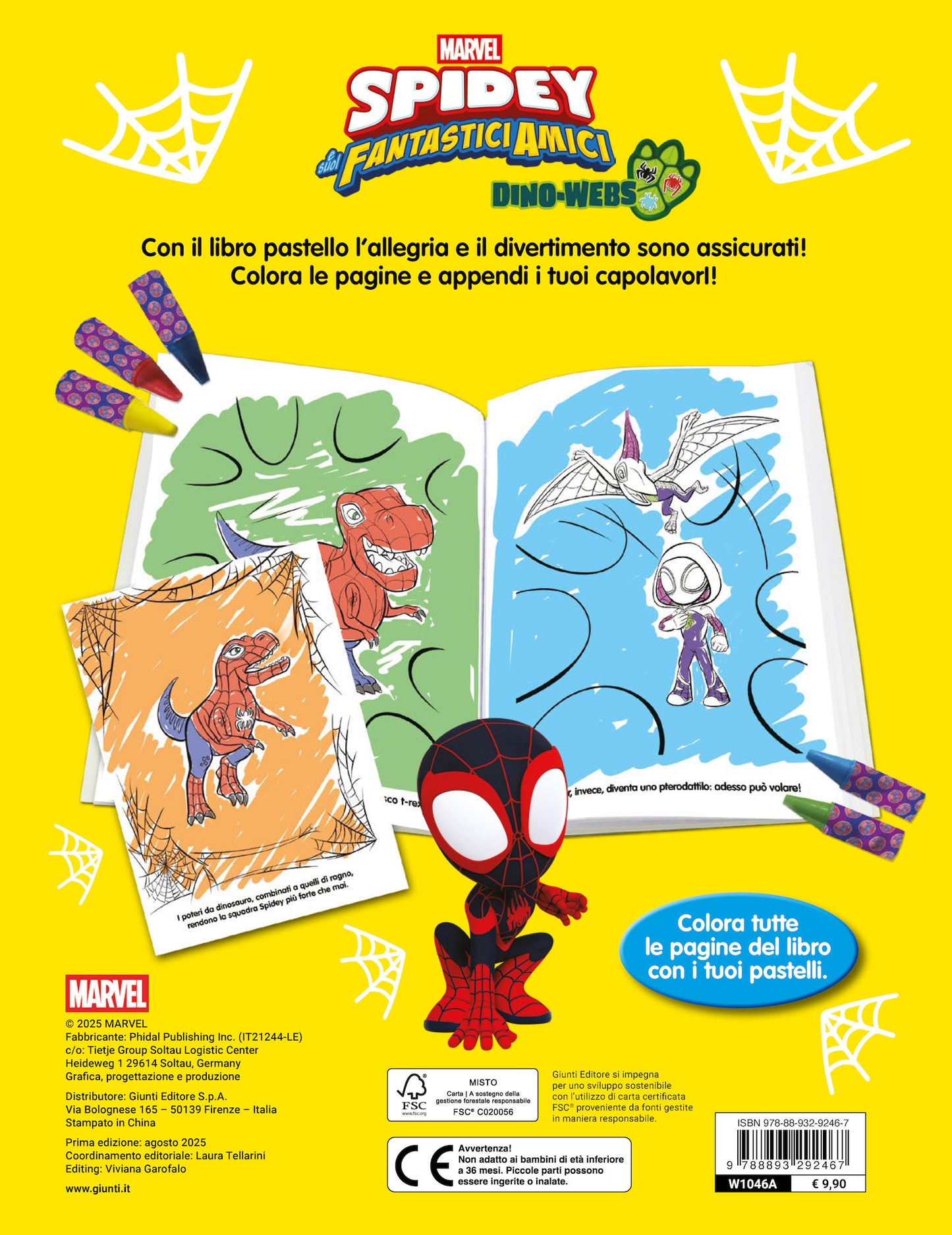 Spidey Dino-Webs Libro Pastello::12 Mini pastelli per colorare