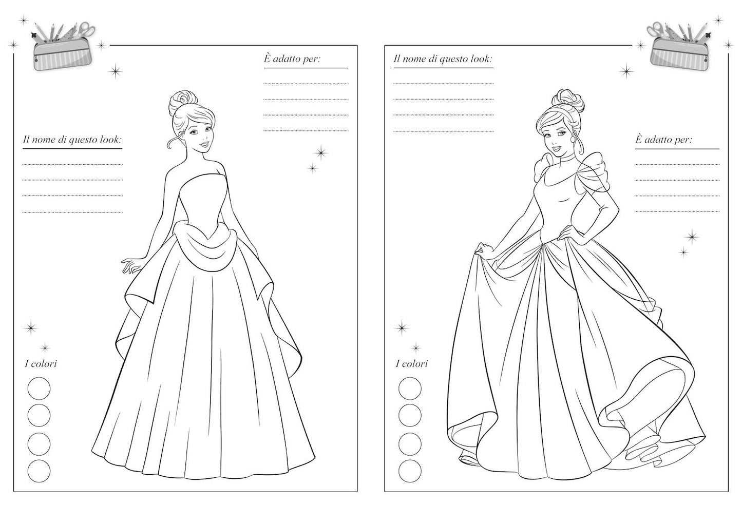 Principesse Disney Vesti la moda::Cenerentola, Belle e Tiana - 6 fogli di adesivi