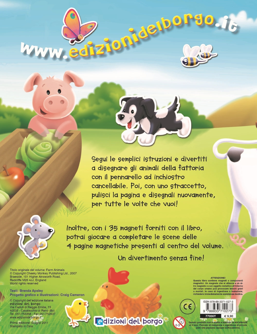 Animali della fattoria::Disegna con il pennarello cancellabile - Gioca con i 35 magneti