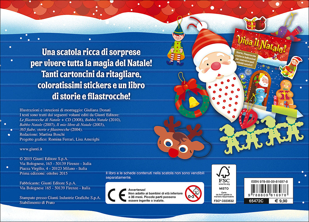 Viva il Natale::Storie, filastrocche e tanti oggetti natalizi da costruire! - Contiene: un libro con adesivi, 12 schede, 2 quartini