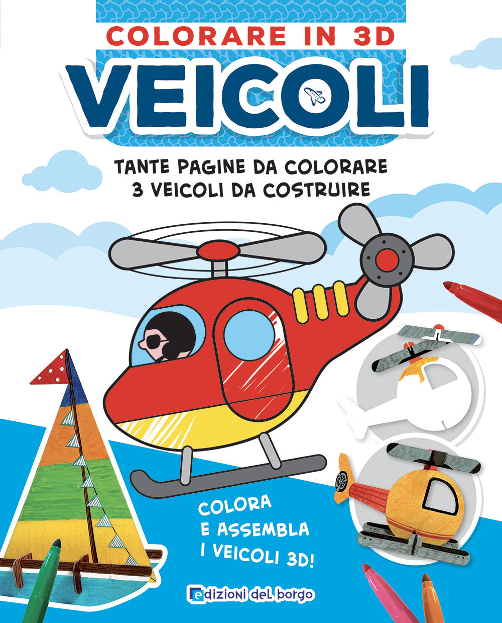 Colorare in 3D - Veicoli::Tante pagine da colorare - 5 soggetti da costruire