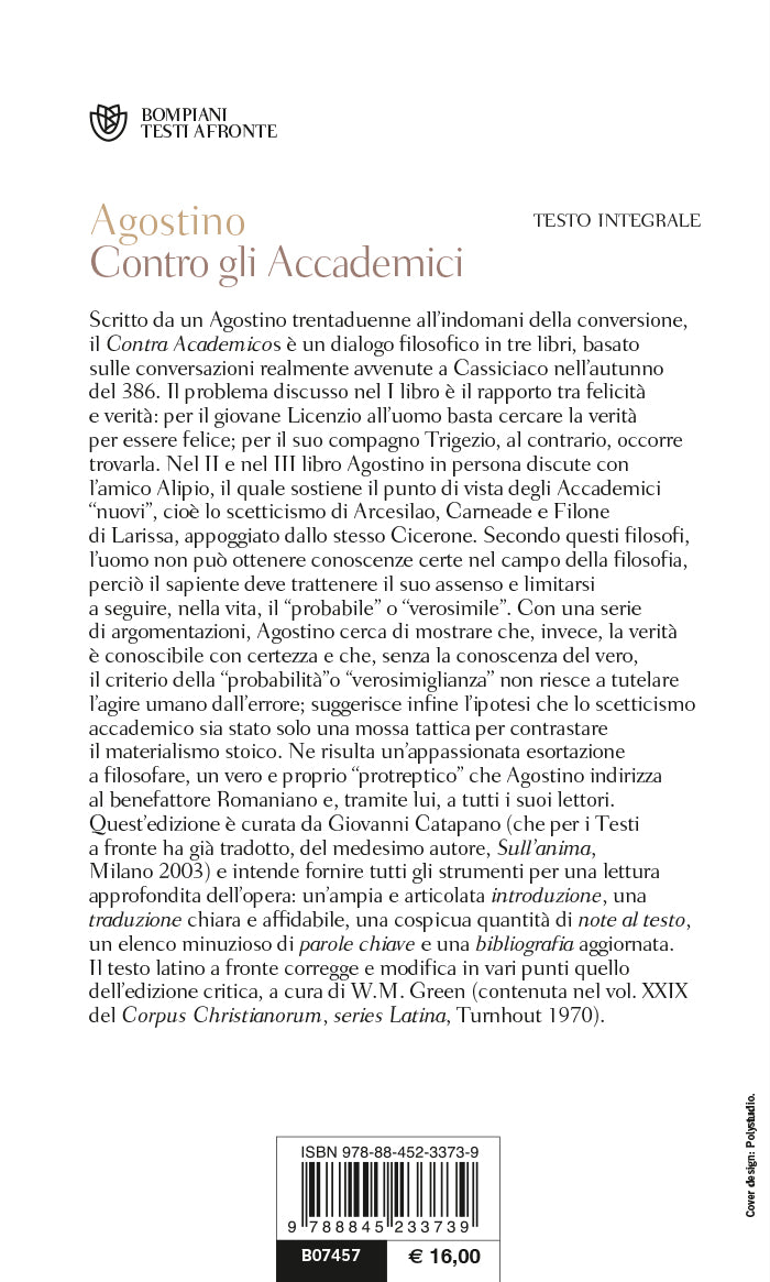 Contro gli Accademici::Testo latino a fronte