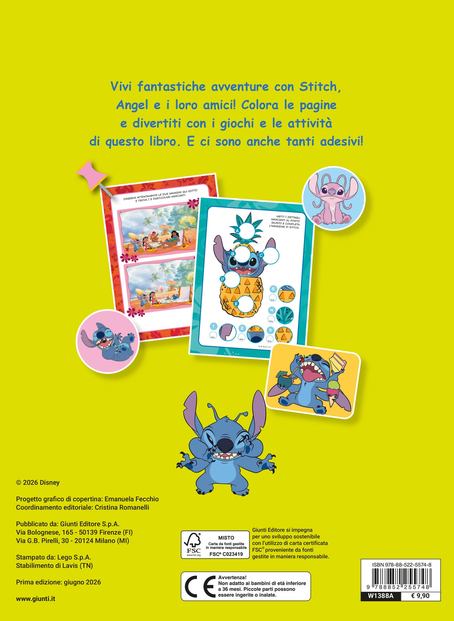 Stitch 100 pagine di giochi e attività. Con Angel::Con tanti adesivi