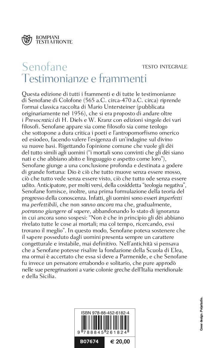 Testimonianze e frammenti::Testo greco a fronte