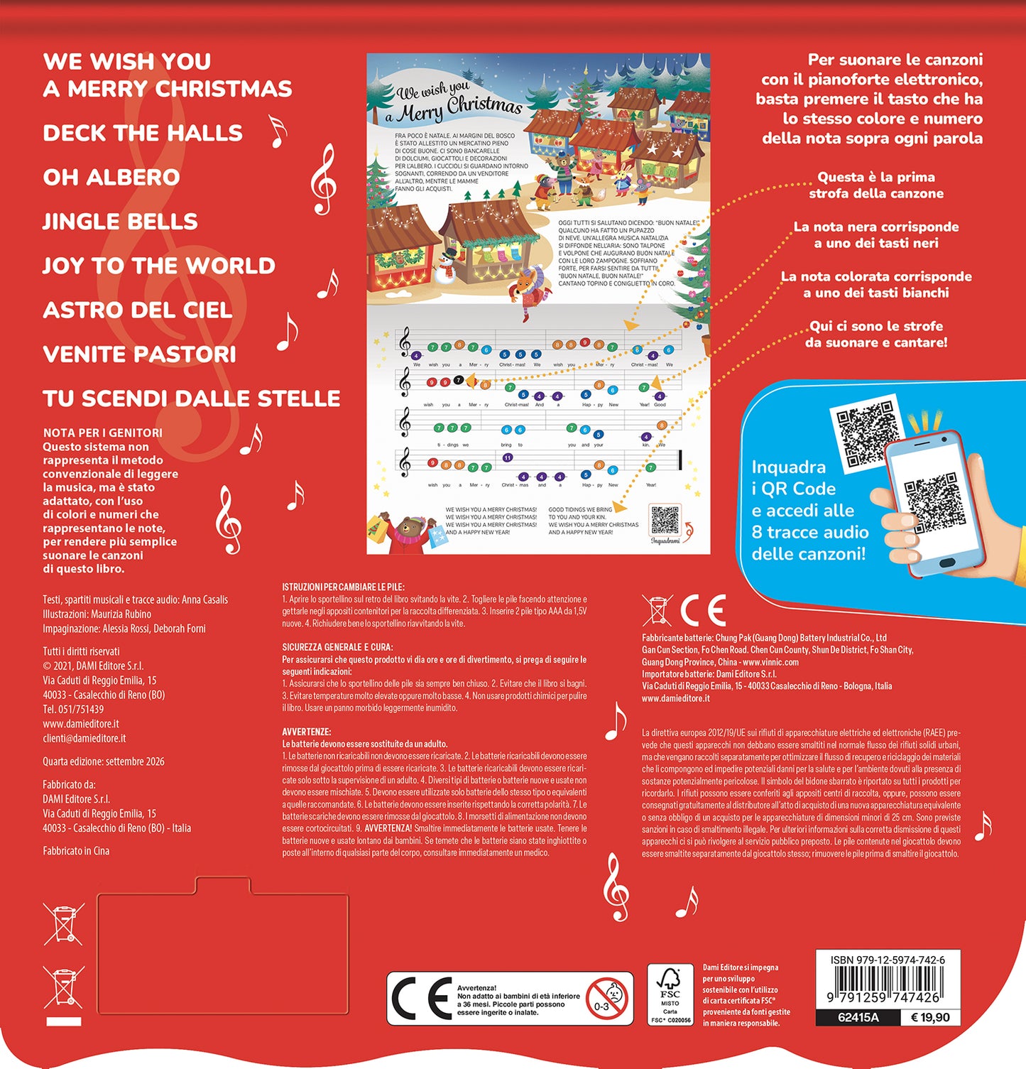 Il libro pianoforte di Natale::Con 8 famose canzoncine da leggere, cantare e suonare!