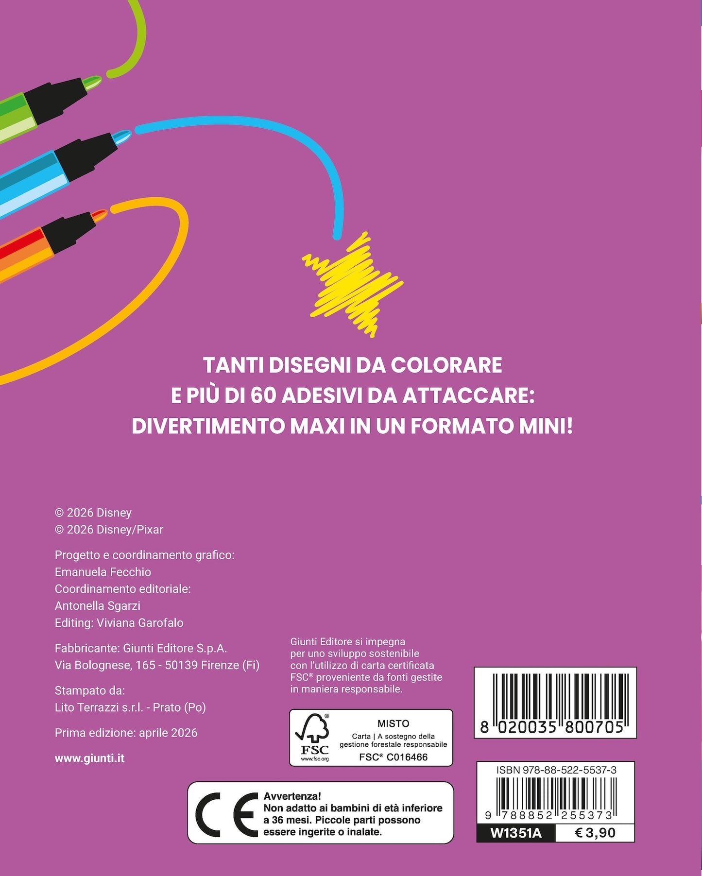 Unicorni e altre creature magiche Disney Mini Staccattacca e colora Cute Stickers::Più di 60 adesivi