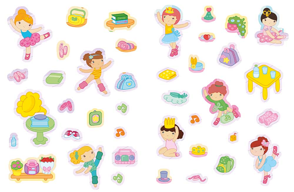 Superalbum delle ballerine::Stickers, pagine attive, sagome da staccare