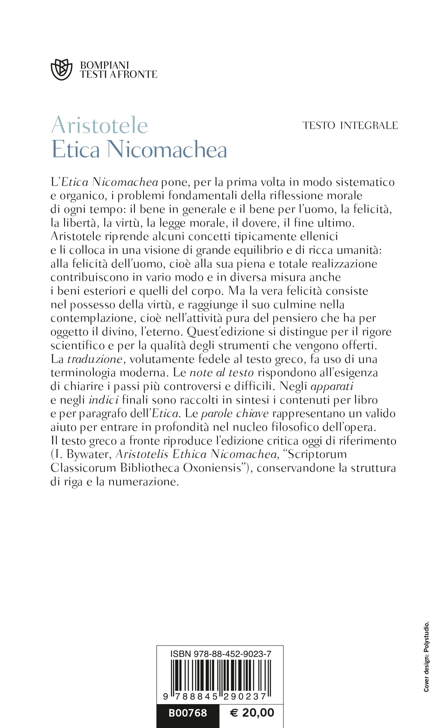 Etica Nicomachea::Testo greco a fronte