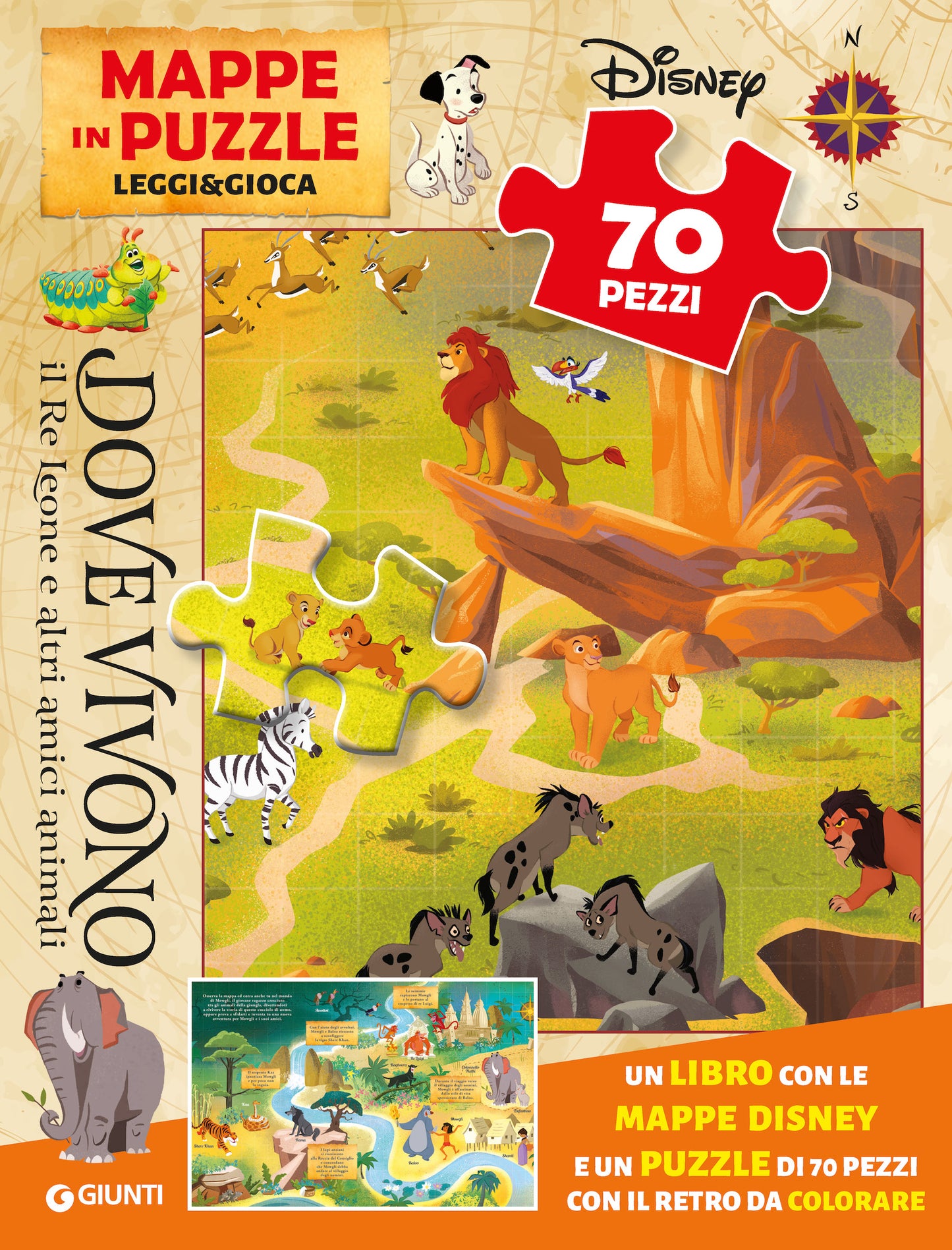 Il Re Leone Mappe in puzzle Leggi&Gioca::Dove vivono Il Re Leone e altri amici animali