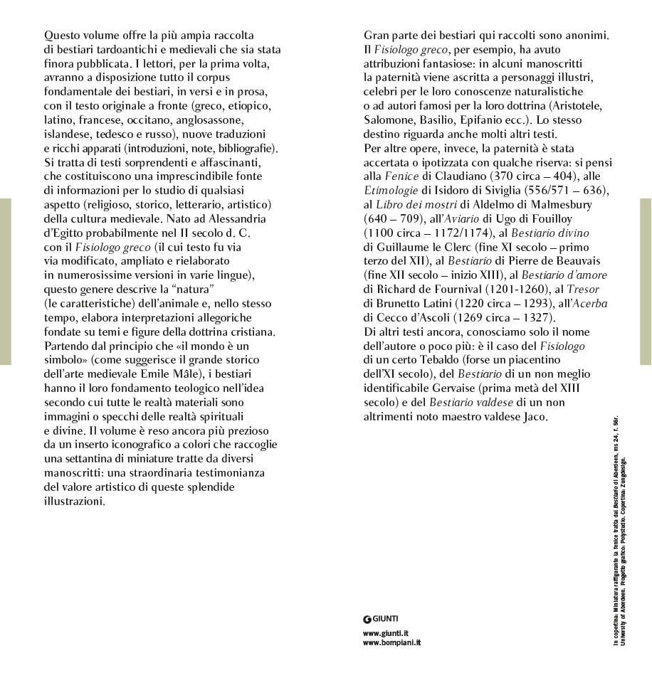 Bestiari tardoantichi e medievali. I testi fondamentali della zoologia sacra cristiana::Testi originali a fronte