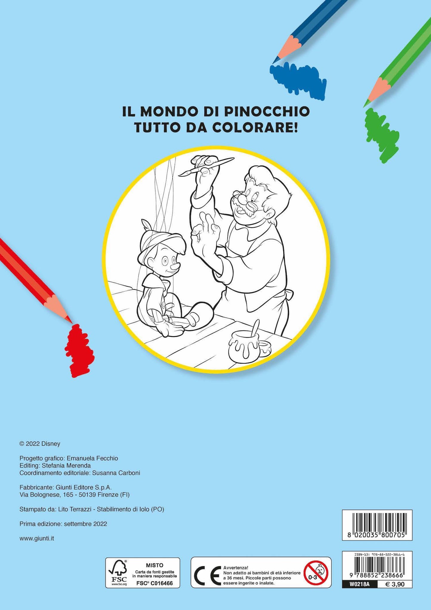 Pinocchio Primo album da colorare::Colora l'avventura