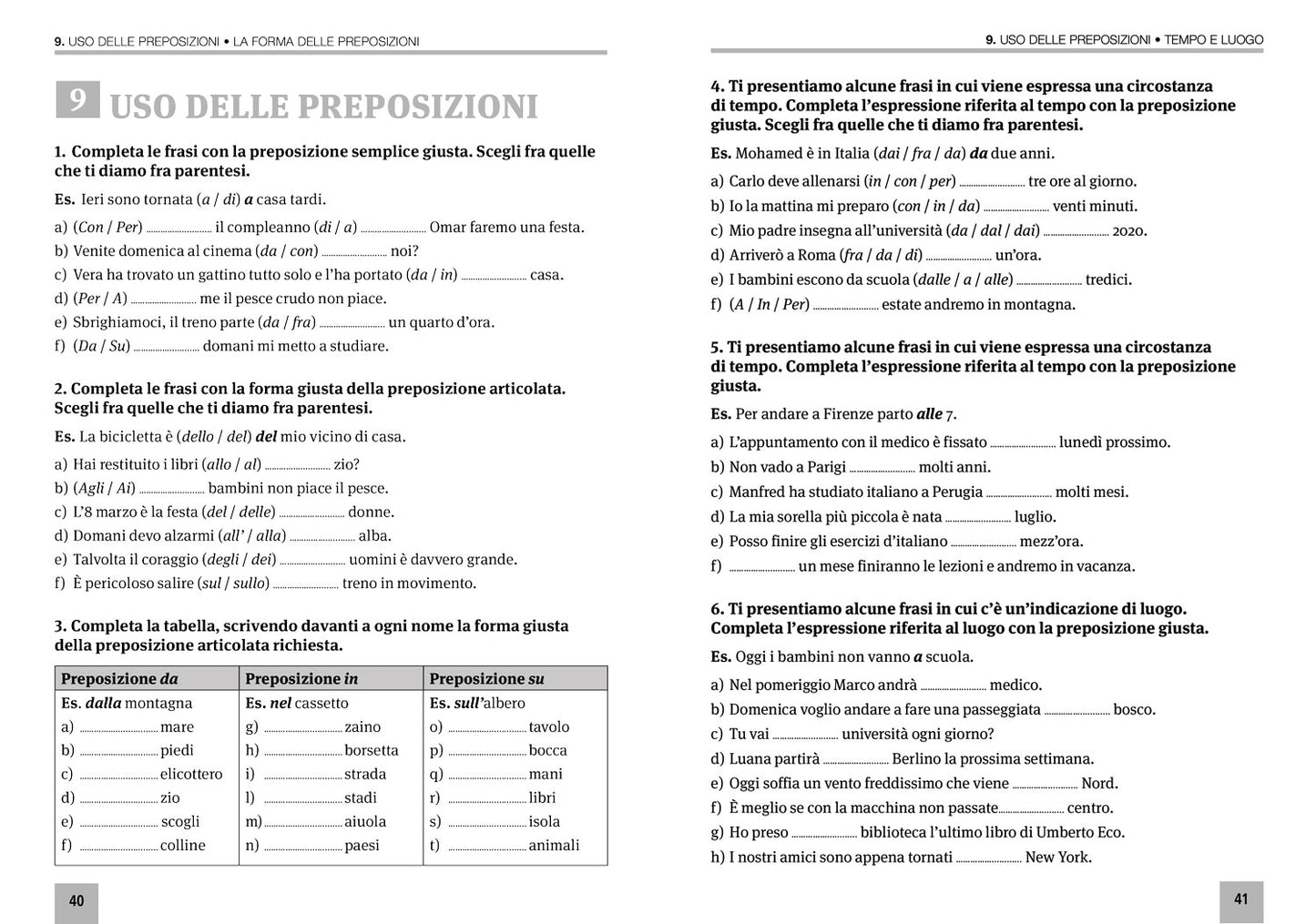 Esercizi di grammatica italiana per stranieri